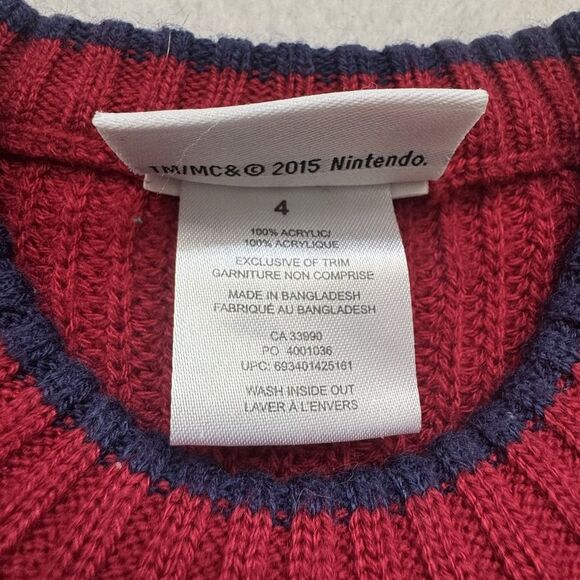 Super Mario Sweater Boys 4 Crewneck Pullover Nintendo Kids Gamer 2010s - Picture 7 of 8